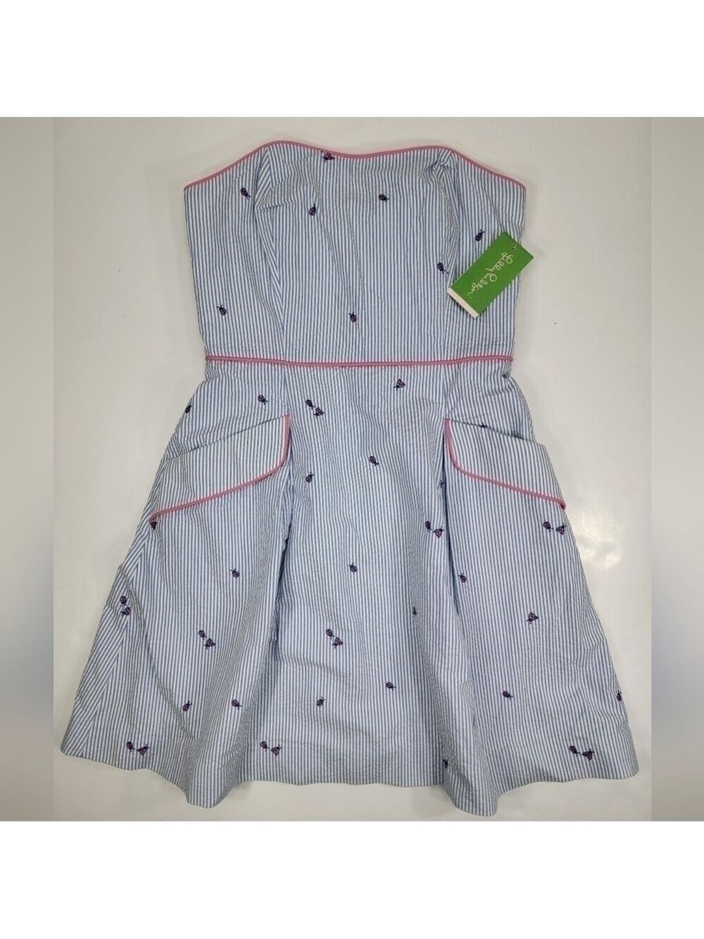 NEW Lilly Pulitzer Blossom Dress Sweet Little Lady Seersucker Striped Size 6 NWT